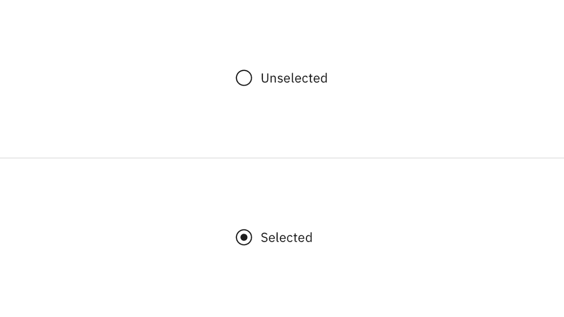 Examples of unselected and selected radio buttons